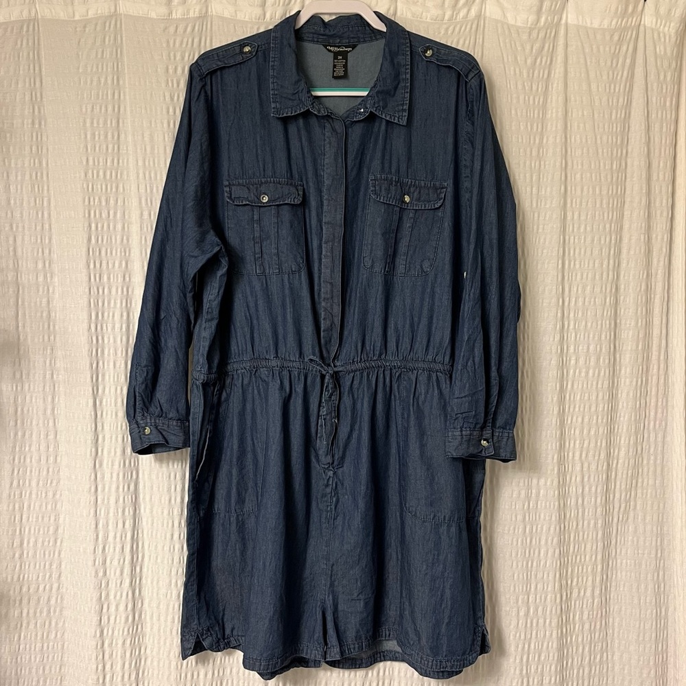 Millenium Denim Romper Adjustable Sleeve length Drawstring Waist Women’s Size 3x